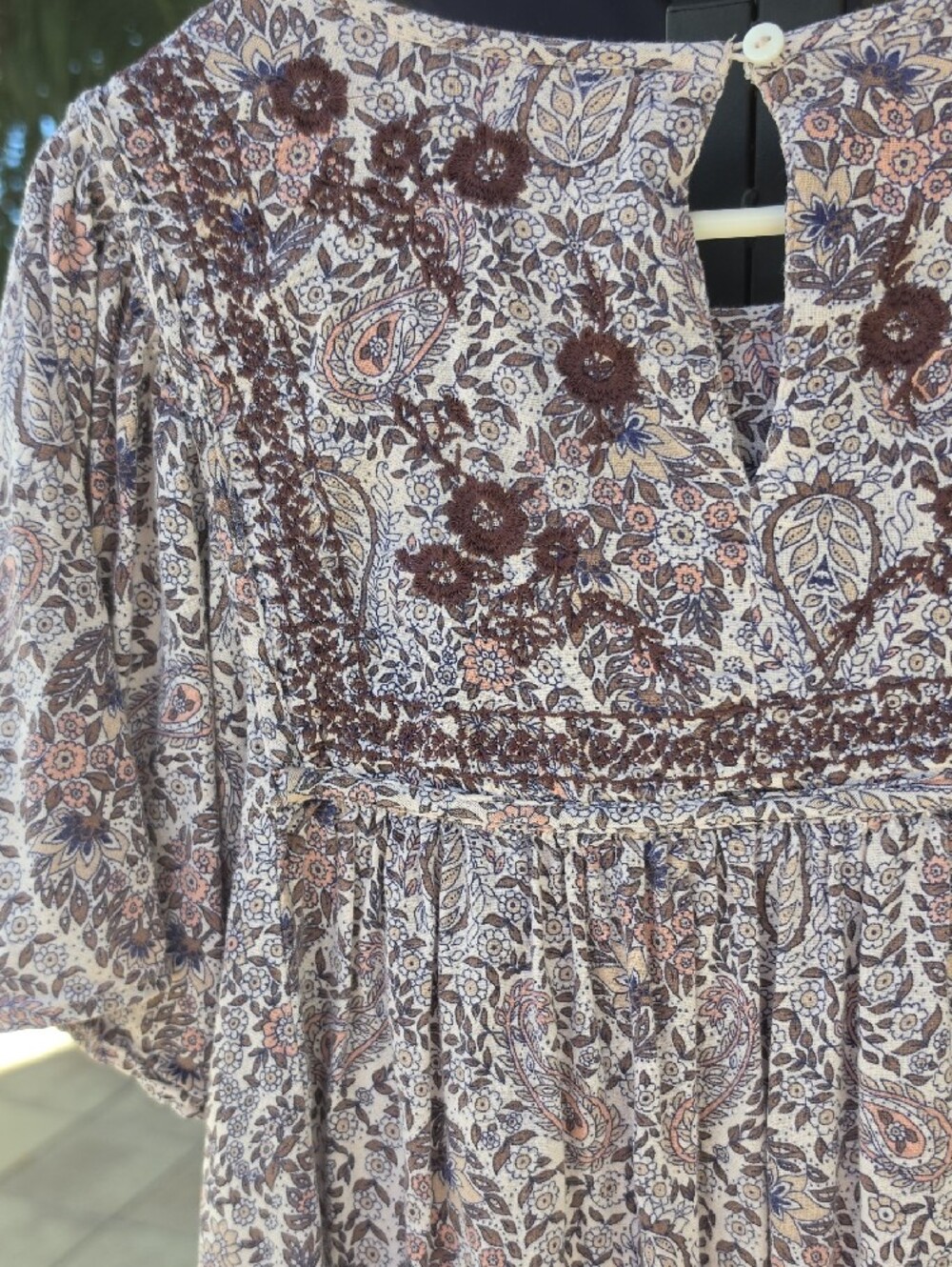 LUCKY BRAND Lavender Paisley Embroidered Peasant Top - Picture 5 of 8